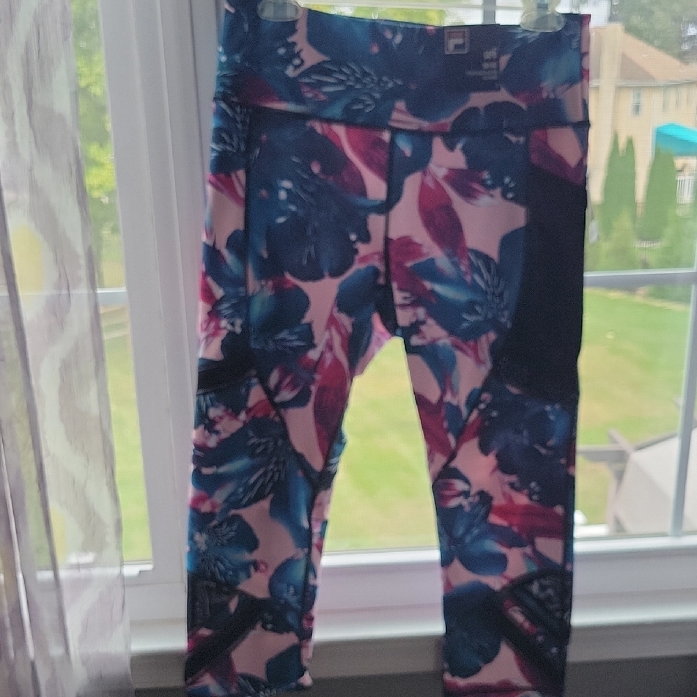 Fila Women's Floral Leggings - Pink and Blue